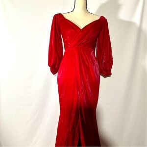 NWT Fashion Nova Not Ready For You Shoulder Dress Red Womens Dress with Slit -M